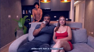 My stepmother gives me her big tits on my step dad's back