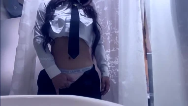 Female pilot masturbating before going to work