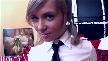 Pigtailed young cute babe wrecked hard with older man