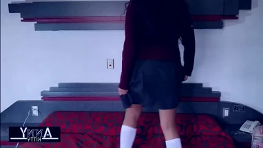 gorgeous slut student begs for better grades at the hotel